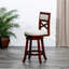 Tabouret pivotant de 24 po à hauteur de comptoir, finition cerise, tissu beige, confortable et tabouret de chaise avec siège en tissu pour la cuisine-974887652-974887655