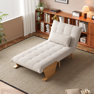 3-in-1 Extendable Sofabed, Upholstered Convertible Wood Chair Bed, Adjustable Sleeper Sofa