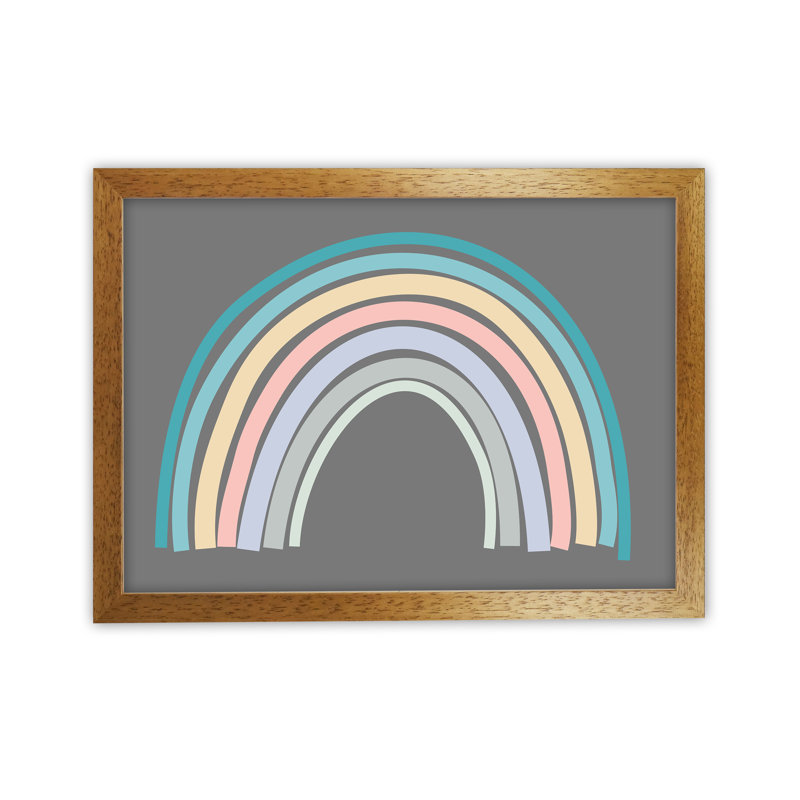 Multicolour Rainbow Art Original - Print, Grey, Oak Framed, 59cm H x 84cm W x 3cm D