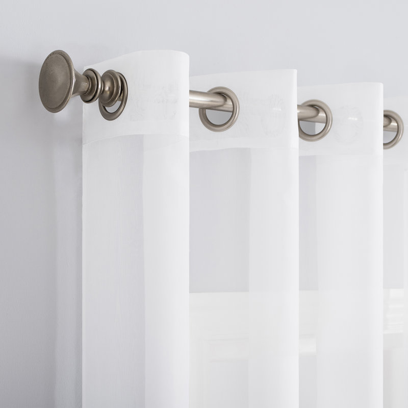 Caspian Voile Sheer Grommet Curtain Panel, White, 59" W x 84" L