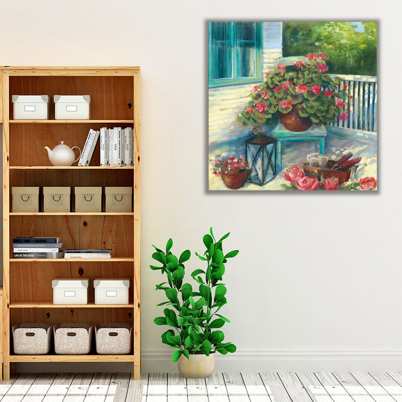 «Porch Geraniums», reproduction d'art sur toile, H 16 po x l 16 po