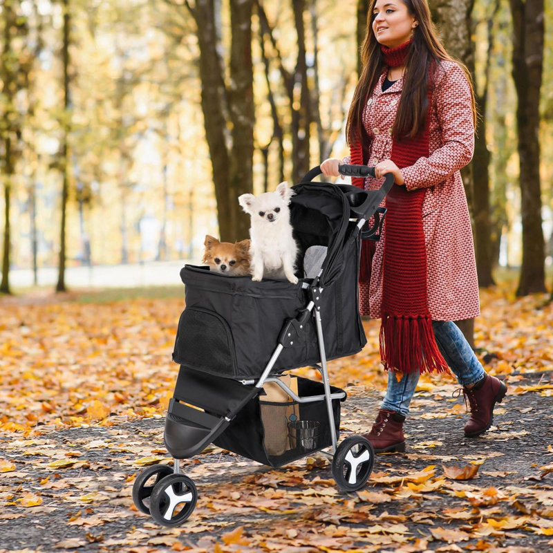 Poussette pliable pour animaux de compagnie pour chats et chiens