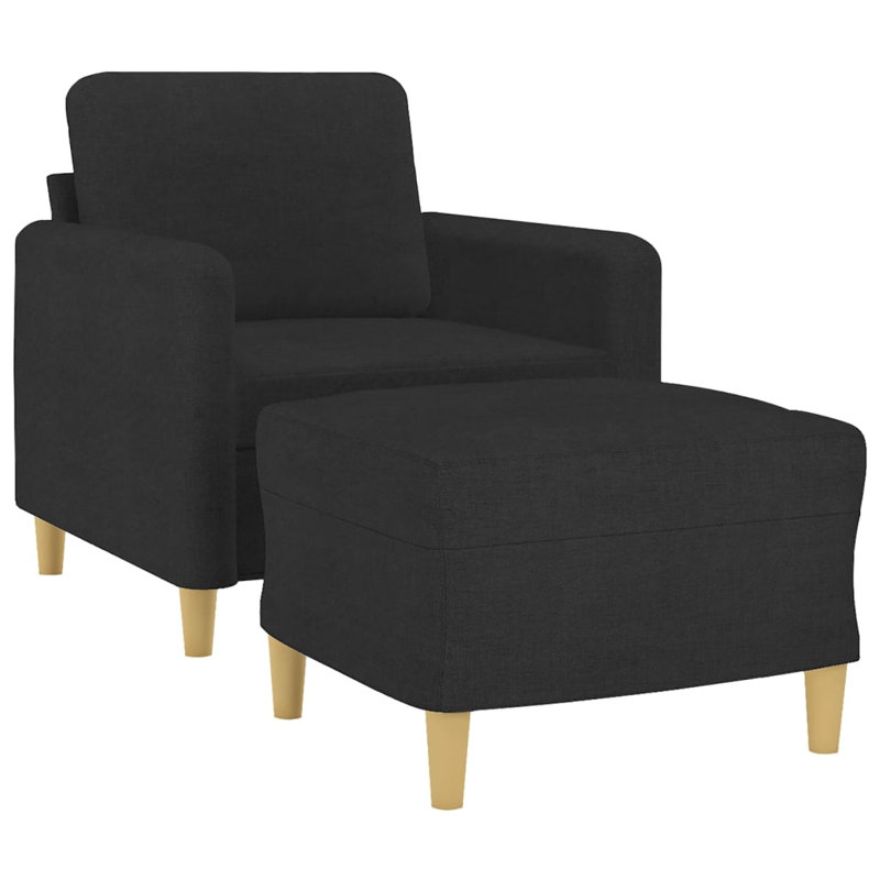  Sofa Chair With Footstool Black, Black