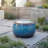  Round Glazed Blue Ceramic Floor Water Fountain with LED Light and Pump