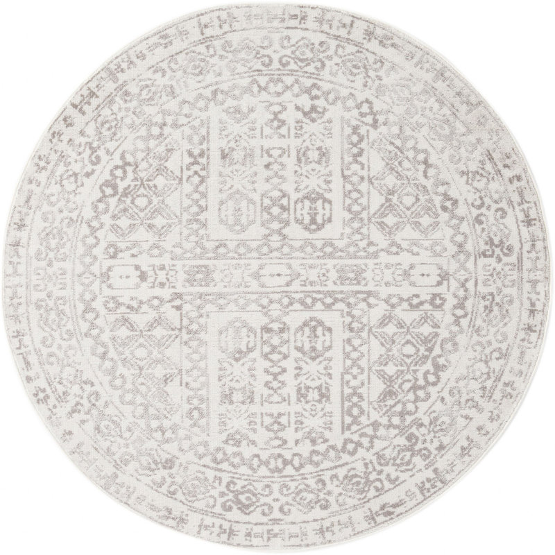 Tapis contemporain gris clair Micsunel, Rond 5 pi