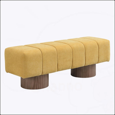 Banc de salle à manger rembourré à usages multiples avec tissu chenille jaune, sans assemblage, capacité de poids de 300 lb pour différentes pièces
