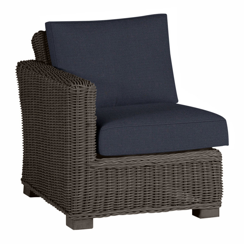 Canapé modulaire rustique tissé à gauche - Noyer noir, Welt, Noyer noir, Lin marine
