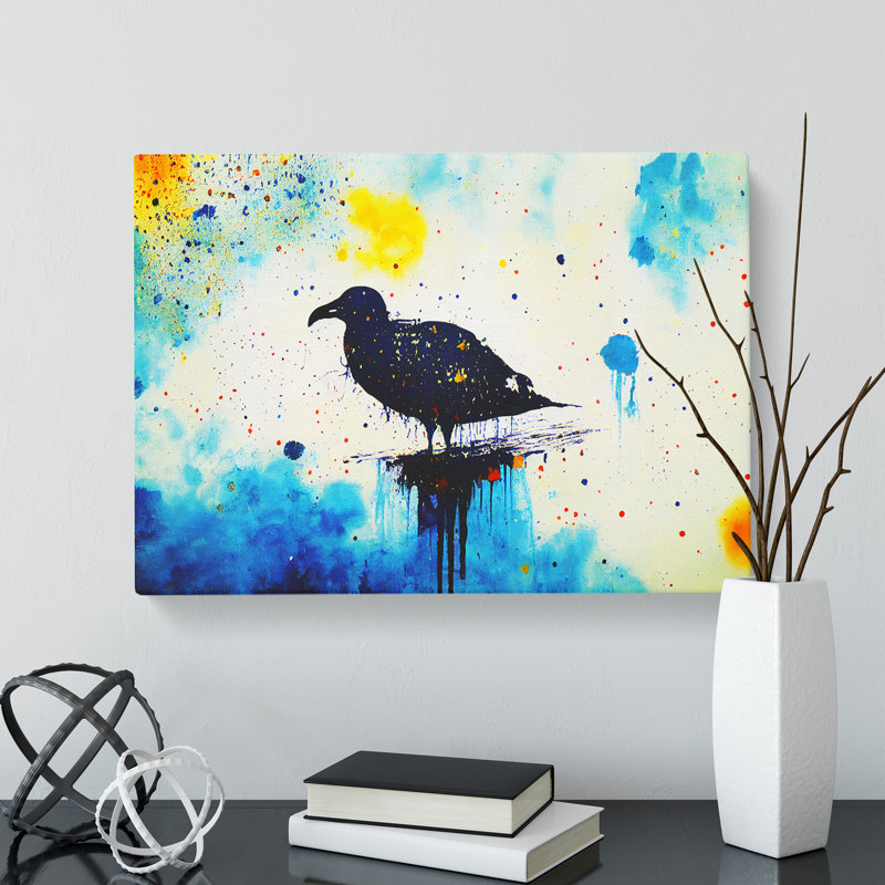Seagull Paint Splash Abstract - Wrapped Canvas, 40cm H x 60cm W x 3cm D