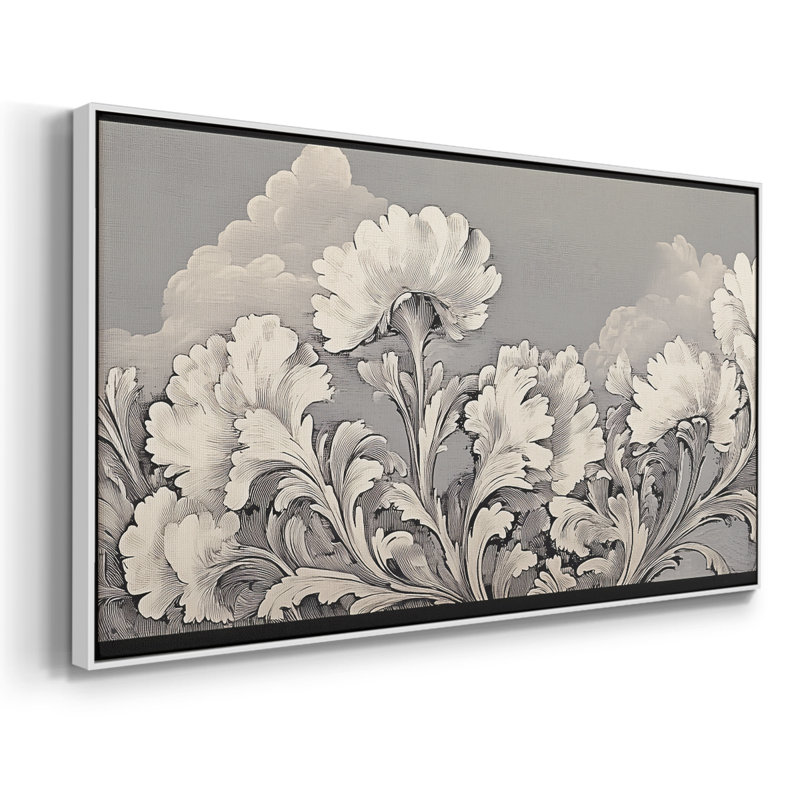 Botanical Series-CCVVIV- Toile tendue avec châssis tendue, prête à être accrochée, H 25 po x l 49 po, Blanc