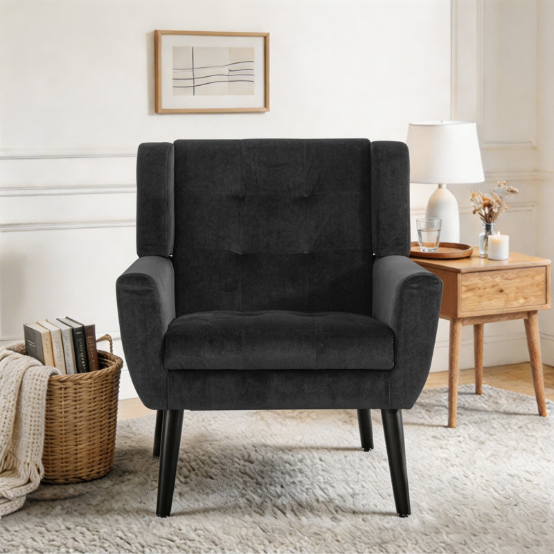 Fauteuil d'appoint Bolanle, Velours noir