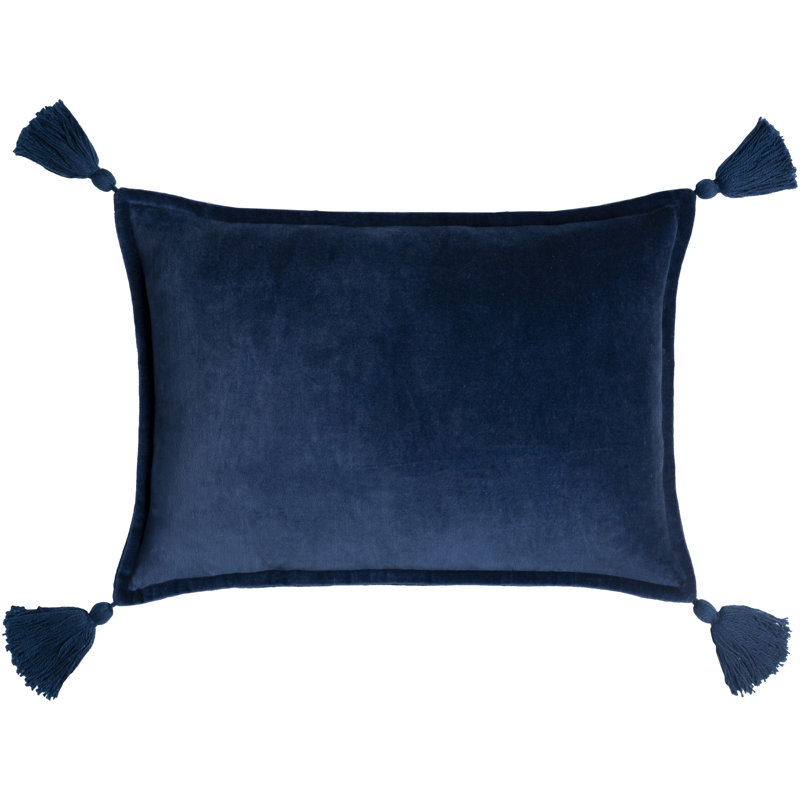 Housse et insert de coussin rectangulaire 100% coton Norwin, Rembourrage du duvet, Bleu foncé