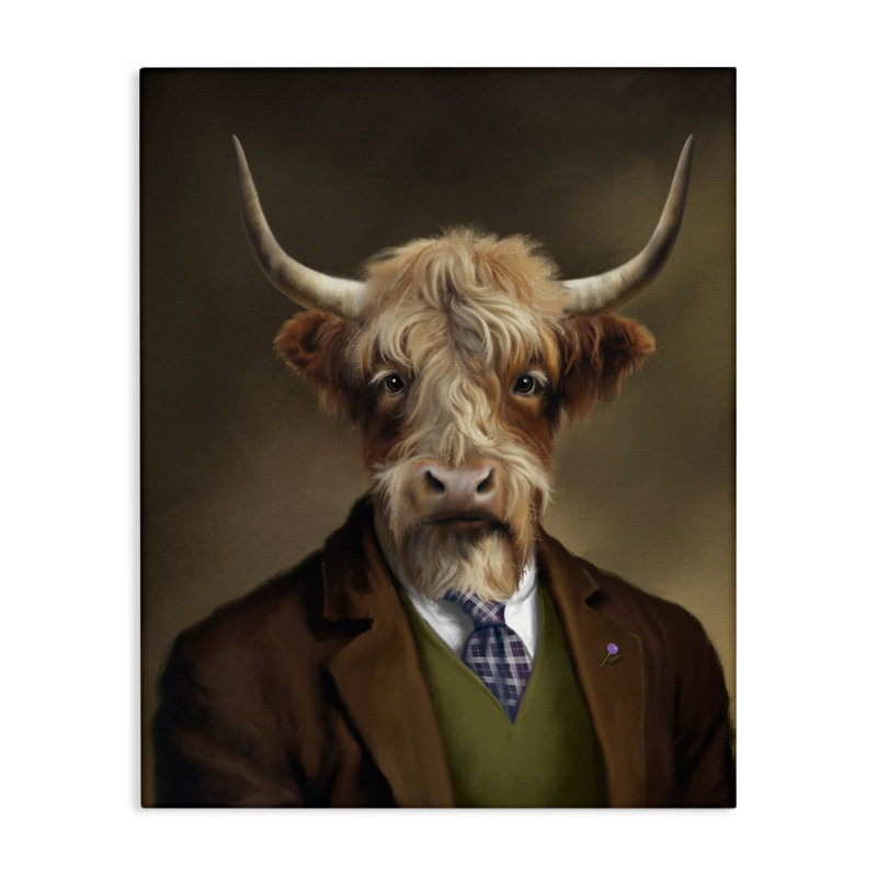 Toile Highland Cow Scottish Gentleman, conception par Matthew Piotrowicz, H 30 po x l 24 po