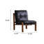 Fauteuil de loisir de 27,56 po de style minimaliste de luxe avec coussin supérieur en cuir noir, structure en bois de frêne et dossier simple pour le salon et le balcon