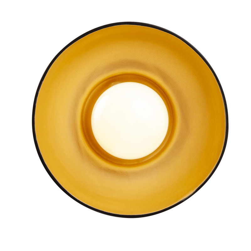 Rana Ceramic Flush Mounted Sconce, Carbon Matte Black/Champagne Gold