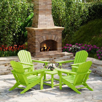 Outdoor 5-Piece Adirondack Chair With Square Coffee Table Conversation Set
