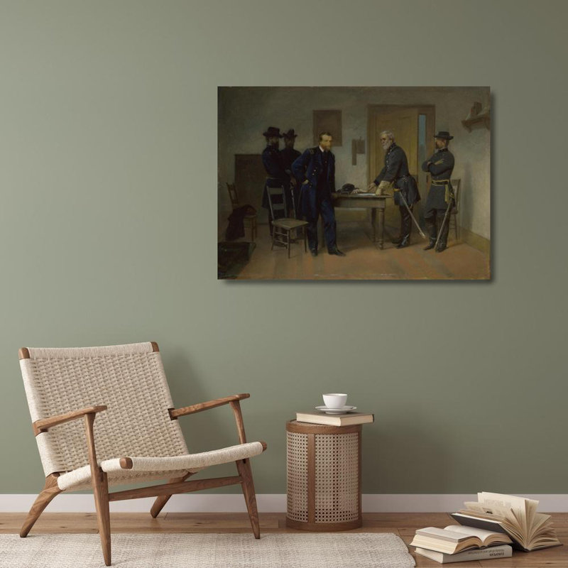 «Lee surrendering to Grant at Appomattox» par Alonzo Chappel, reproduction d'art sur toile tendue avec châssis