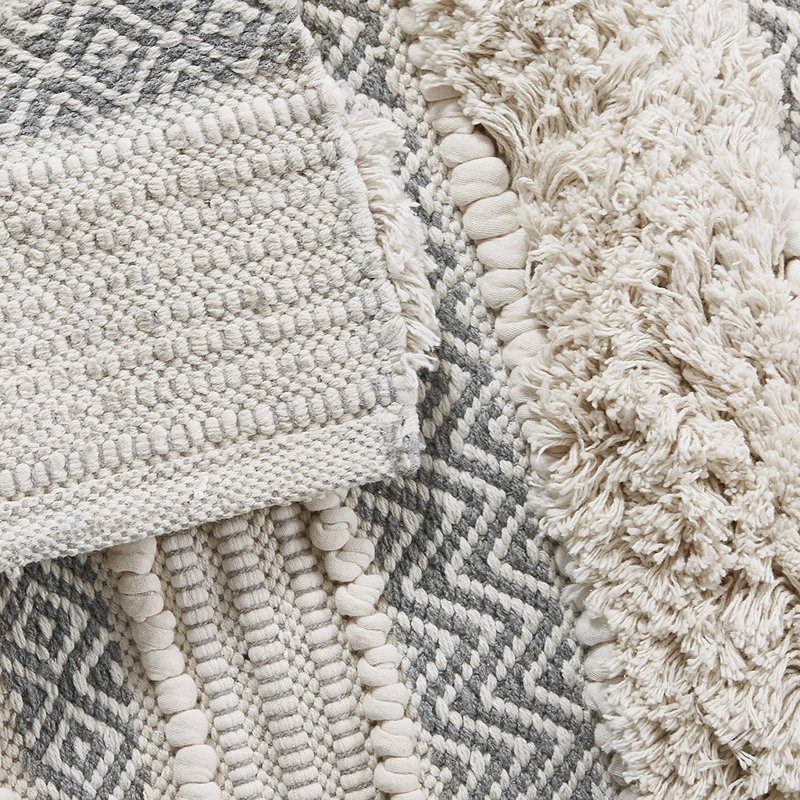 Woven Texture Stripe Bath Rug 20X32", Gray