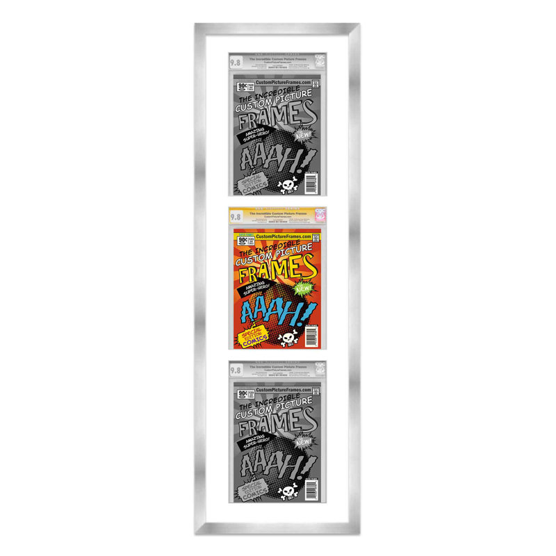 Wood Picture Frame with Mat, Silver/White, 7.125" x 10.5"