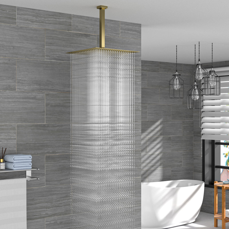 16 Inch Stainless Steel Shower Head, Square, Gold