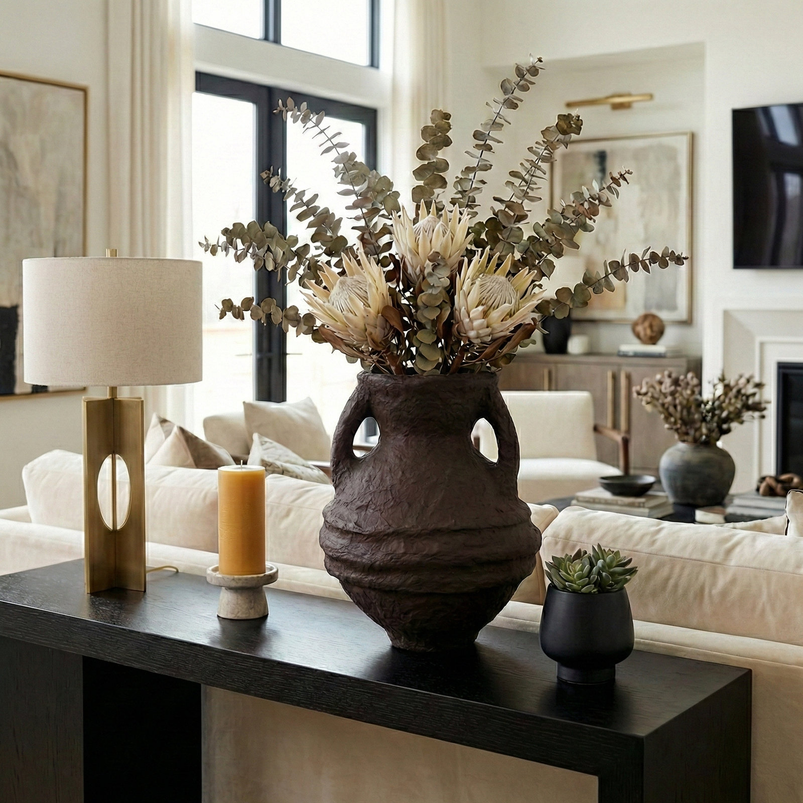 Handmade Table Vase, Dark Brown