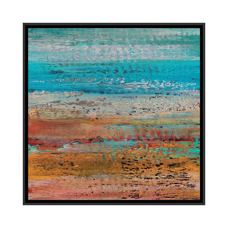 «Coastal II», reproduction sur toile, H 18 po x l 18 po x P 1,5 po, Toile avec cadre noir, Pas de tapis