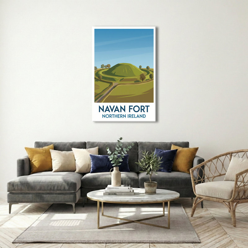 Navan Fort, Northern Ireland - The Hill Of Legends Travel Poster. Giclee Print On Wrapped Canvas. Wall Art, Home Decor - Historic Sites & Ruins, Northern Ireland - Wrapped Canvas Print