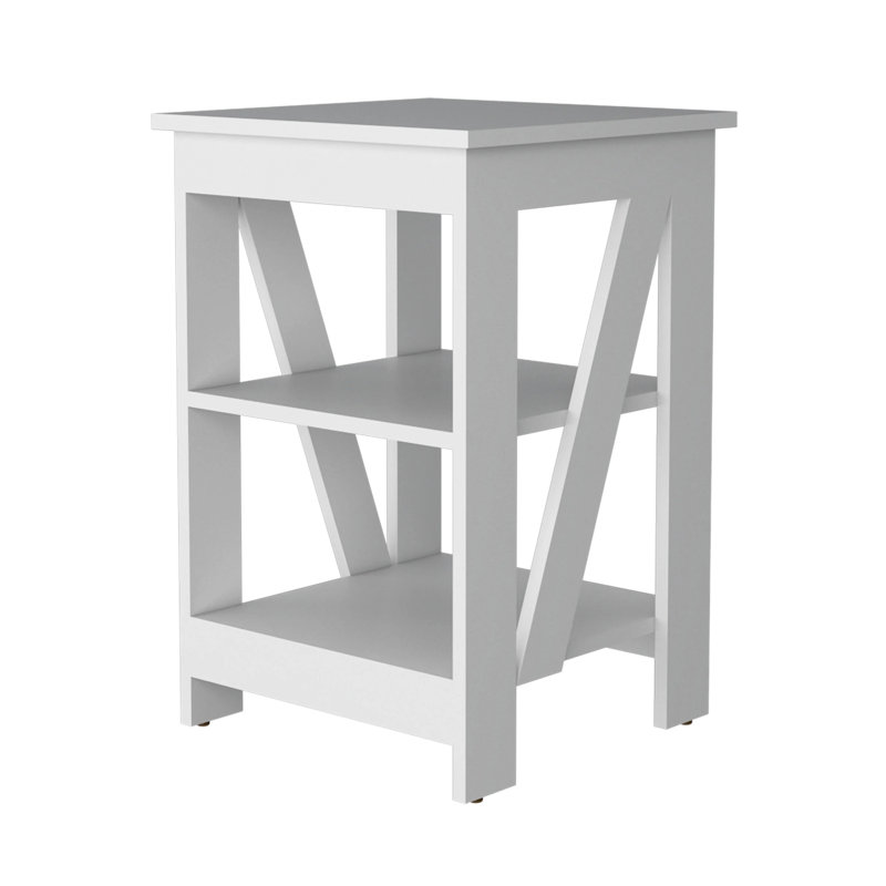 Table avec 2 tablettes, Blanc