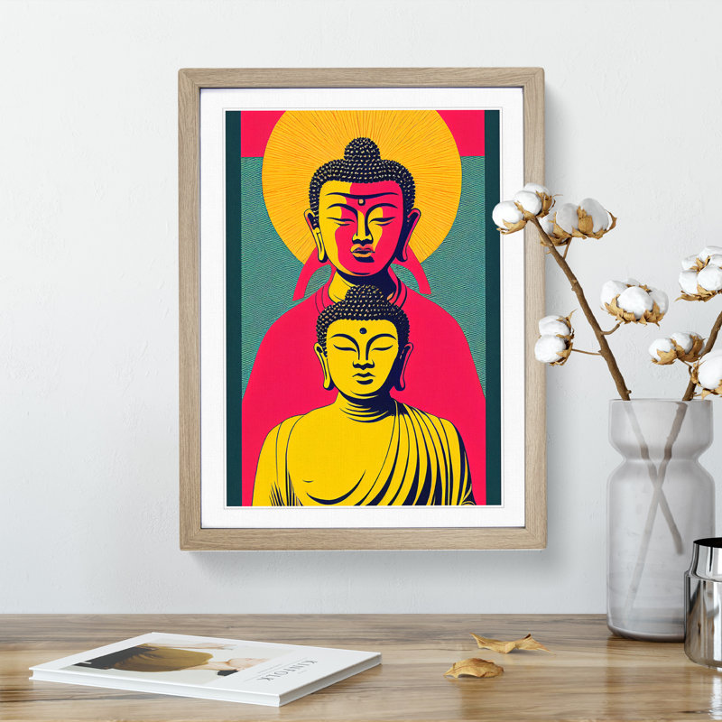 Two Buddha - Framed Print, Oak Framed, 34cm H x 25cm W x 2cm D