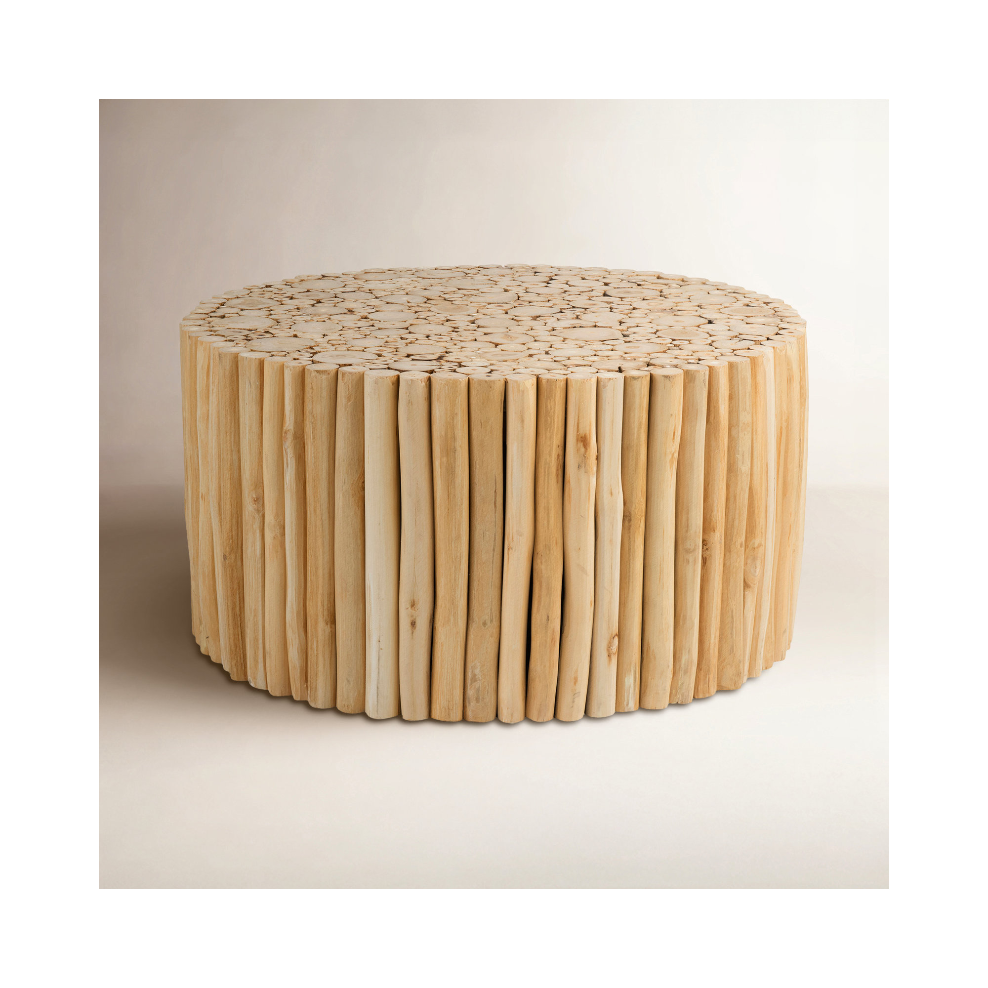 Loflin Solid Wood Drum Table, Brown