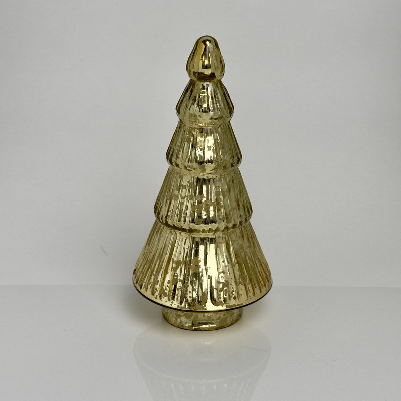 Large mercury glass Christmas tree, H 12 po x l 4,25 po x P 4,25 po, Argent argent