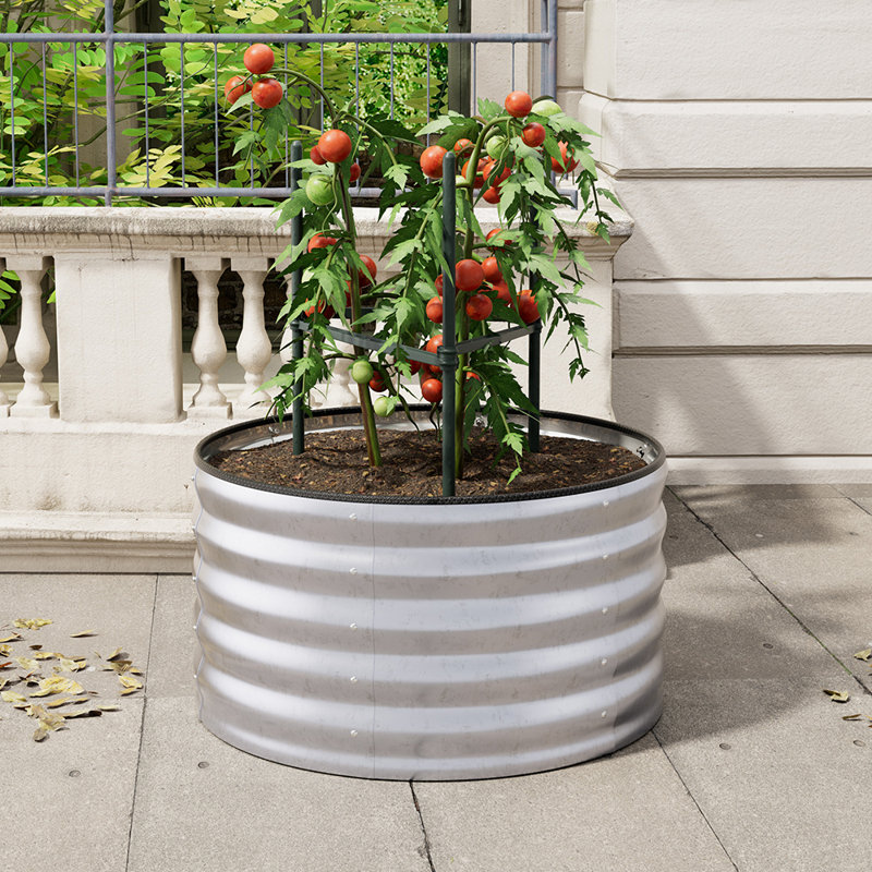 Metal Raised Garden Bed, 40cm H x 80cm W x 80cm D, Silver