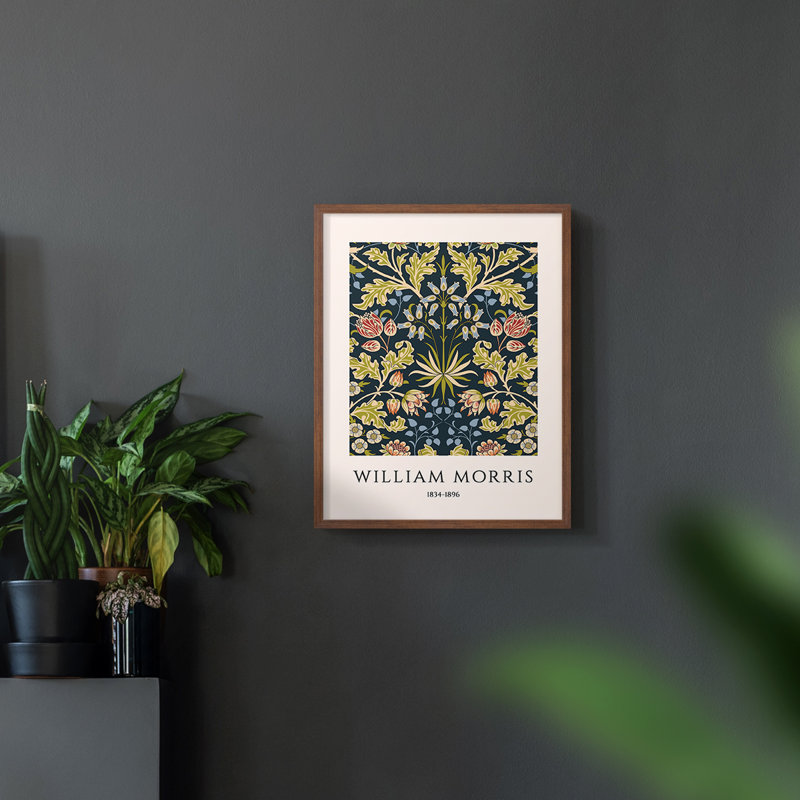 William Morris, reproduction d'art encadrée, H 14 po x l 11 po, Noyer
