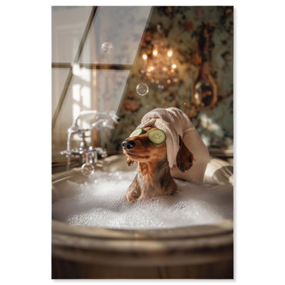 «Little Doxxie Spa Day», reproduction d'art sur toile par Art Remedy, prête à être suspendue, 10 x 15