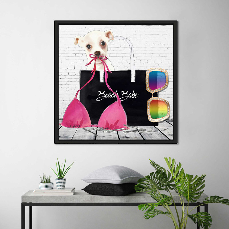 Beach Babe (Square) par By Jodi - impression, H 39,5 po x l 39,5 po x P 2 po, Cadre flottant noir