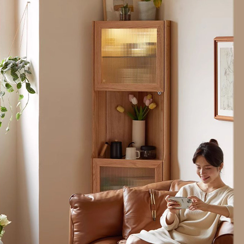 Armoire de coin en bois massif Burlywood