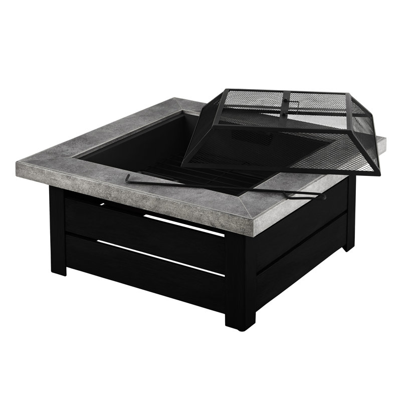 Honeycomb Edisto Outdoor Wood Burning Firepit, Matte Black Frame