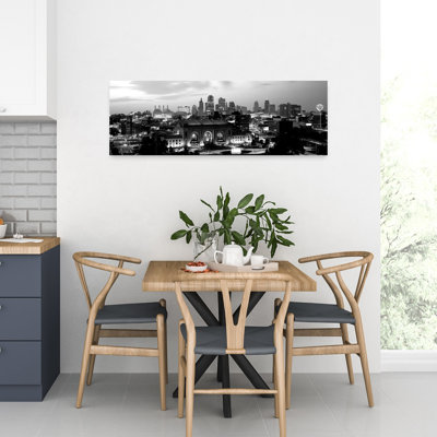 Union Station at sunset with city skyline in background Kansas City Missouri USA 1 Piece Wrapped Canvas Panoramic Wall Art
