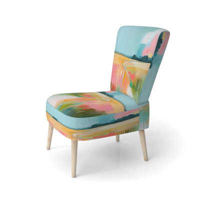 Meadow Accent Chair - Pink And Blue Summer Farm Lands Side Chair