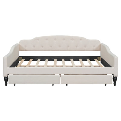 Lit de jour double capitonné capitonné, beige
