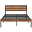 Structure de lit pleine grandeur Alicia avec tête et pied de lit en bois, lit plateforme rustique industriel avec support en acier robuste, aucun sommier requis, rangement sous le lit, sommier anti-bruit, brun-1800070356-1830588108