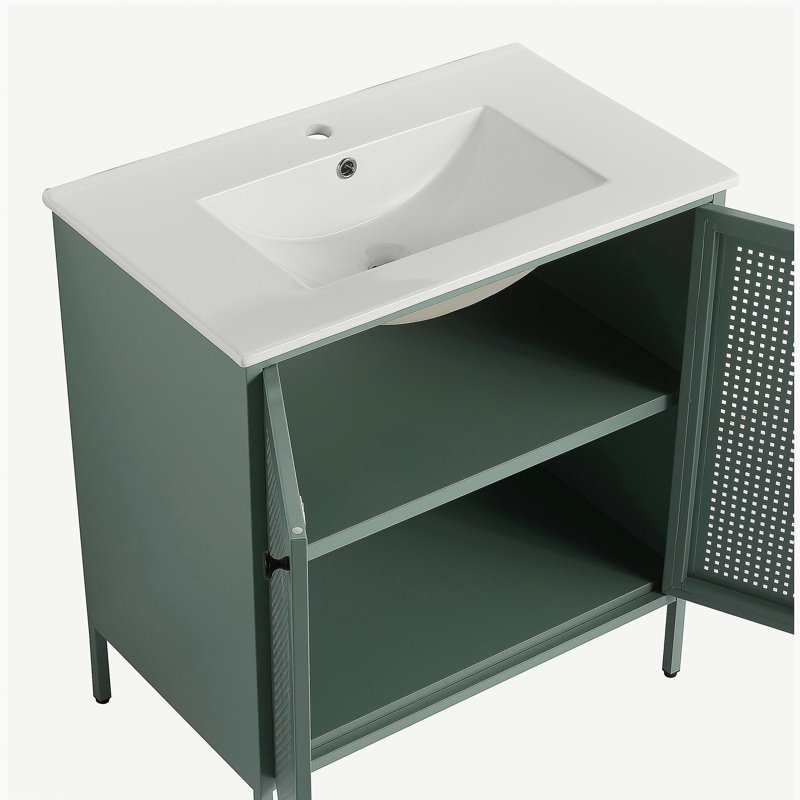 Meuble-lavabo autoportant de 30 pouces avec comptoir en céramique