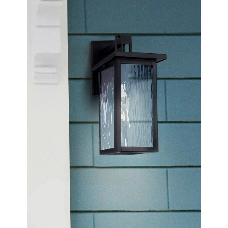 Baldwyn Black Outdoor Wall Lantern, 12" H x 6" W x 7.5" D