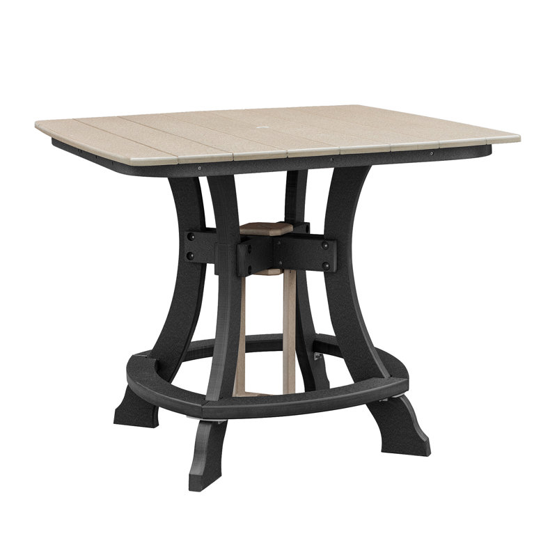 Weatherwood Light Brown and Black Square Outdoor Dining Table