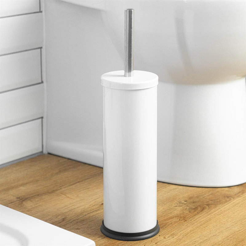 Harbour Housewares Round Toilet Brush and Holder, White