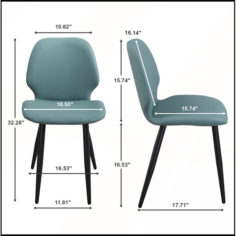 Ensemble de chaises de salle à manger en cuir vert pour la cuisine et le salon (ensemble de 2), Vert