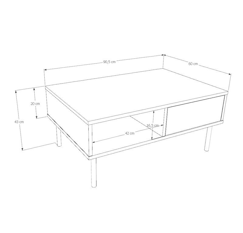 Four Leg Coffee Table, Cashmere