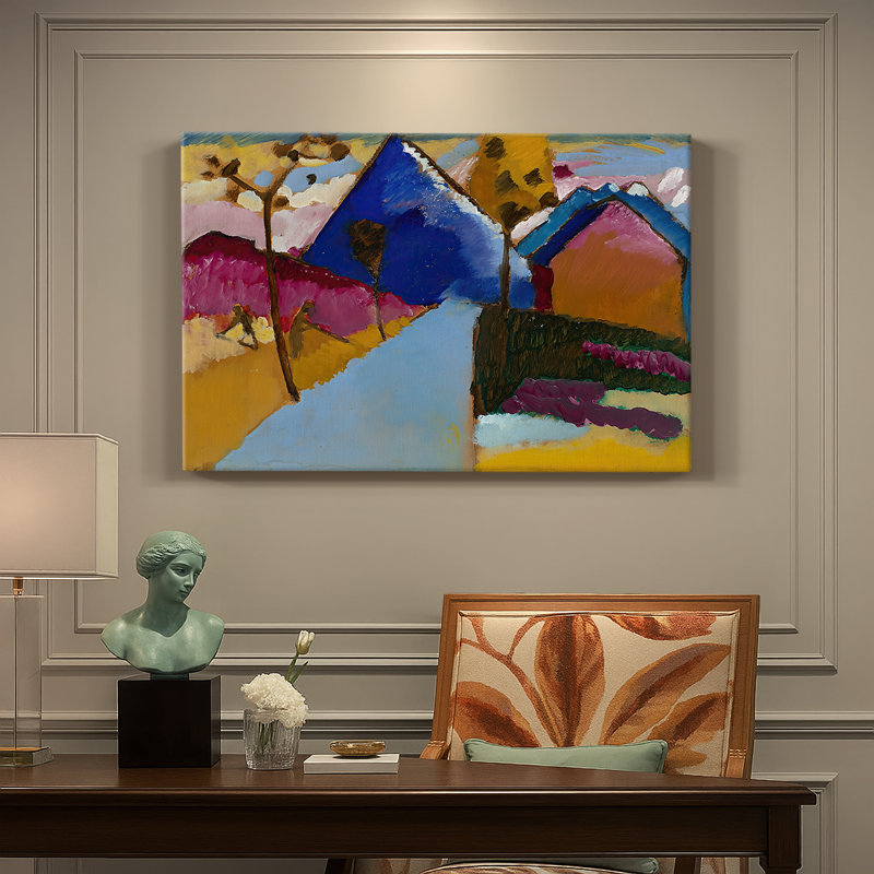 Paysage de montagne, Murnau-Wassily Kandinsky-Toile tendue avec châssis-c. 1908-1910, 32x48