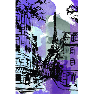 Mauve et bleu Paris noir et blanc - reproduction d'art sur toile tendue