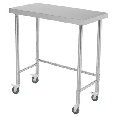 Table de travail en acier inoxydable, table de préparation robuste NSF avec pieds réglables et roulettes verrouillables, table utilitaire commerciale pour la cuisine, le restaurant, le garage, l'atelier, H 35 po x l 18 po x P 32 po 