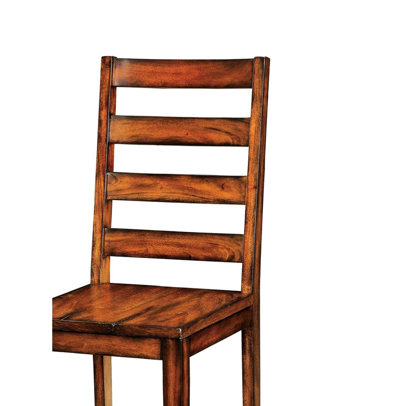 2 chaises de salle à manger industrielles en bois massif - finition chêne tabac, dossier de style avec placage